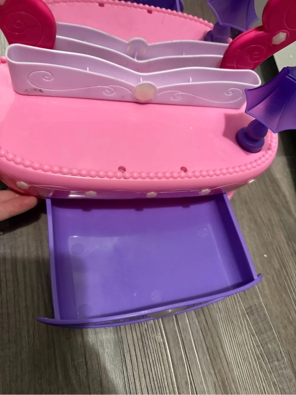 Light Up Pink & Purple Princess Vanity Playset - Kids Makeup Mirror